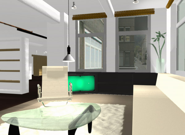 Billardlounge, Entwurfsrendering